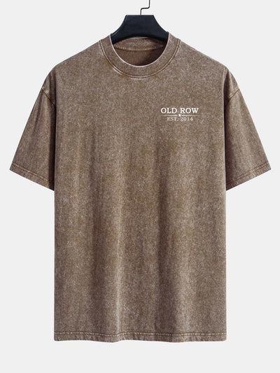 Jairo® | USA Old Row Beer Print Washed Distressed Drop Shoulder T-Shirt