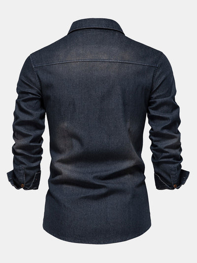 Finbar® | Washed Denim Western Shirt With Pockets