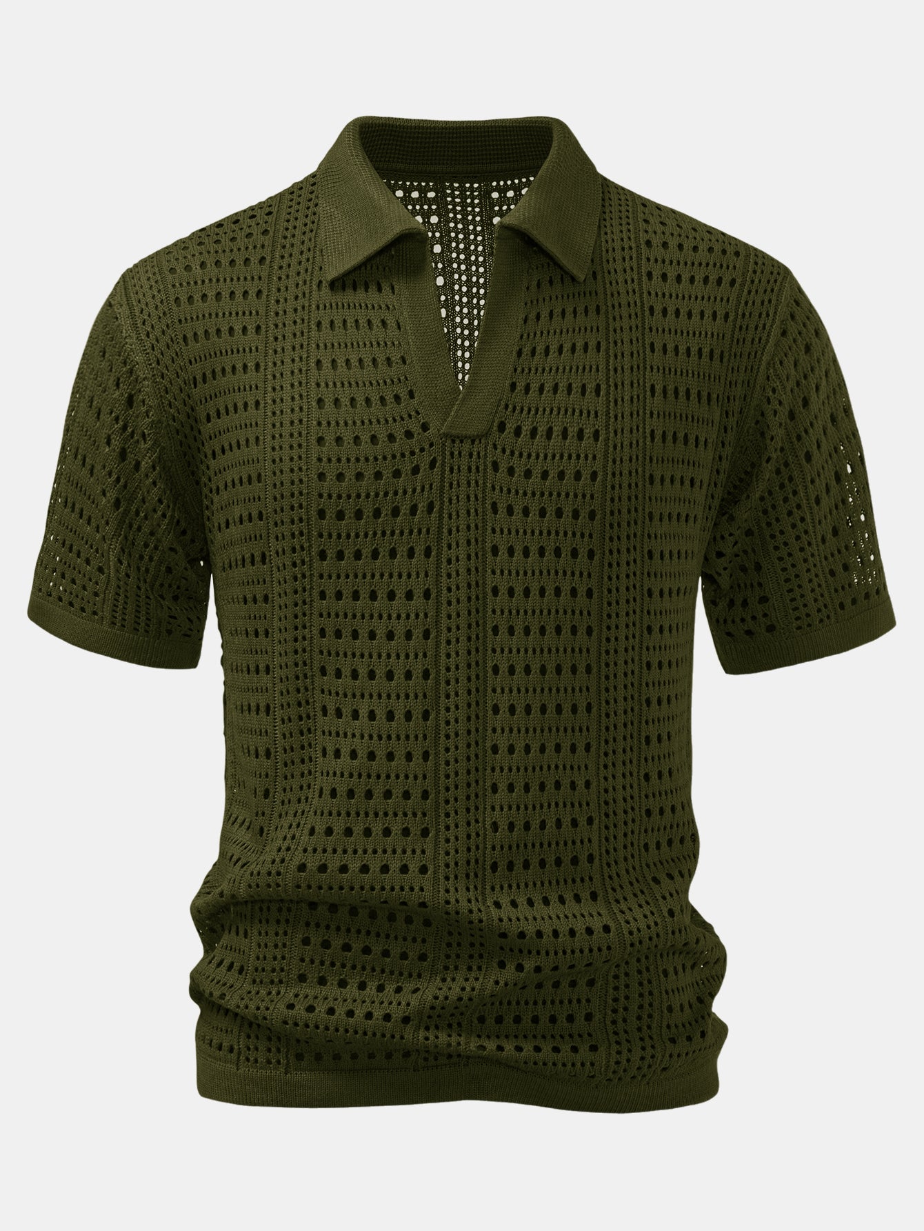 Alexander | Crochet  V Neck Polo Shirt