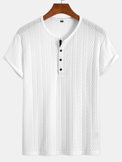 Maximiliano® | Short Sleeve Jacquard Half Open Collar T-Shirt