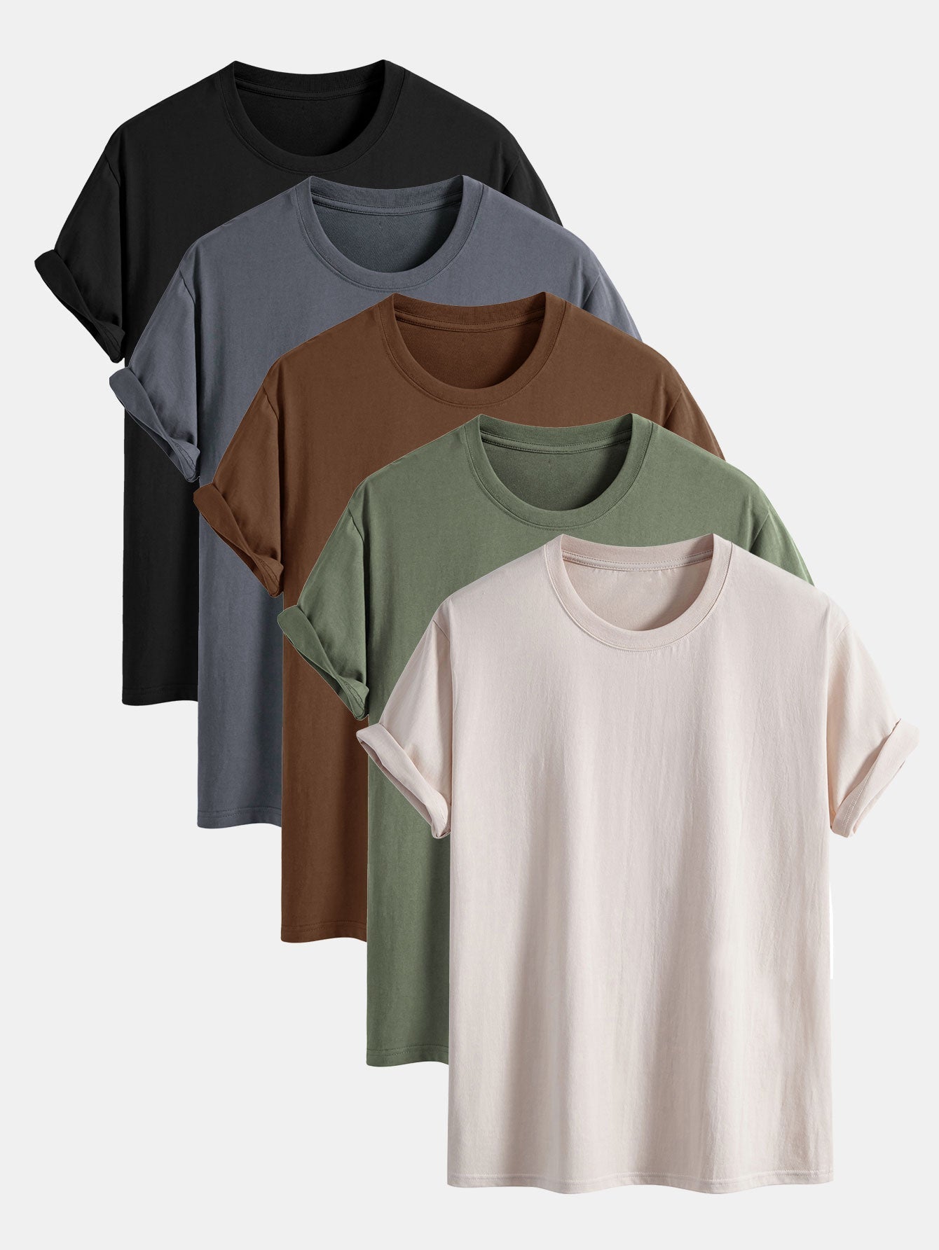Adonia® | 5 Pieces Basic Regular Fit Cotton T-Shirts