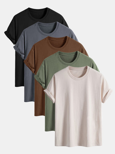Adonia® | 5 Pieces Basic Regular Fit Cotton T-Shirts