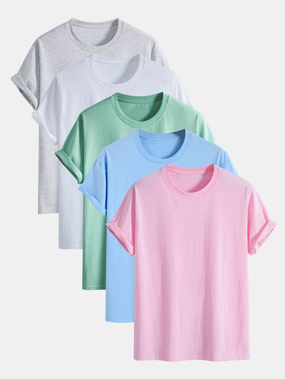 Adonia® | 5 Pieces Basic Regular Fit Cotton T-Shirts