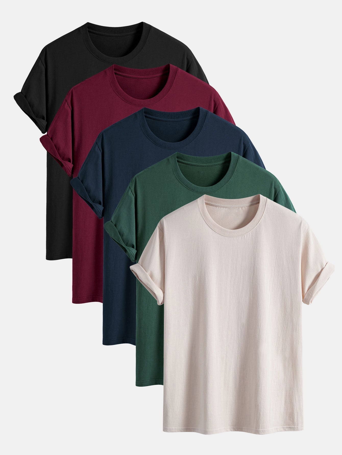 Adonia® | 5 Pieces Basic Regular Fit Cotton T-Shirts