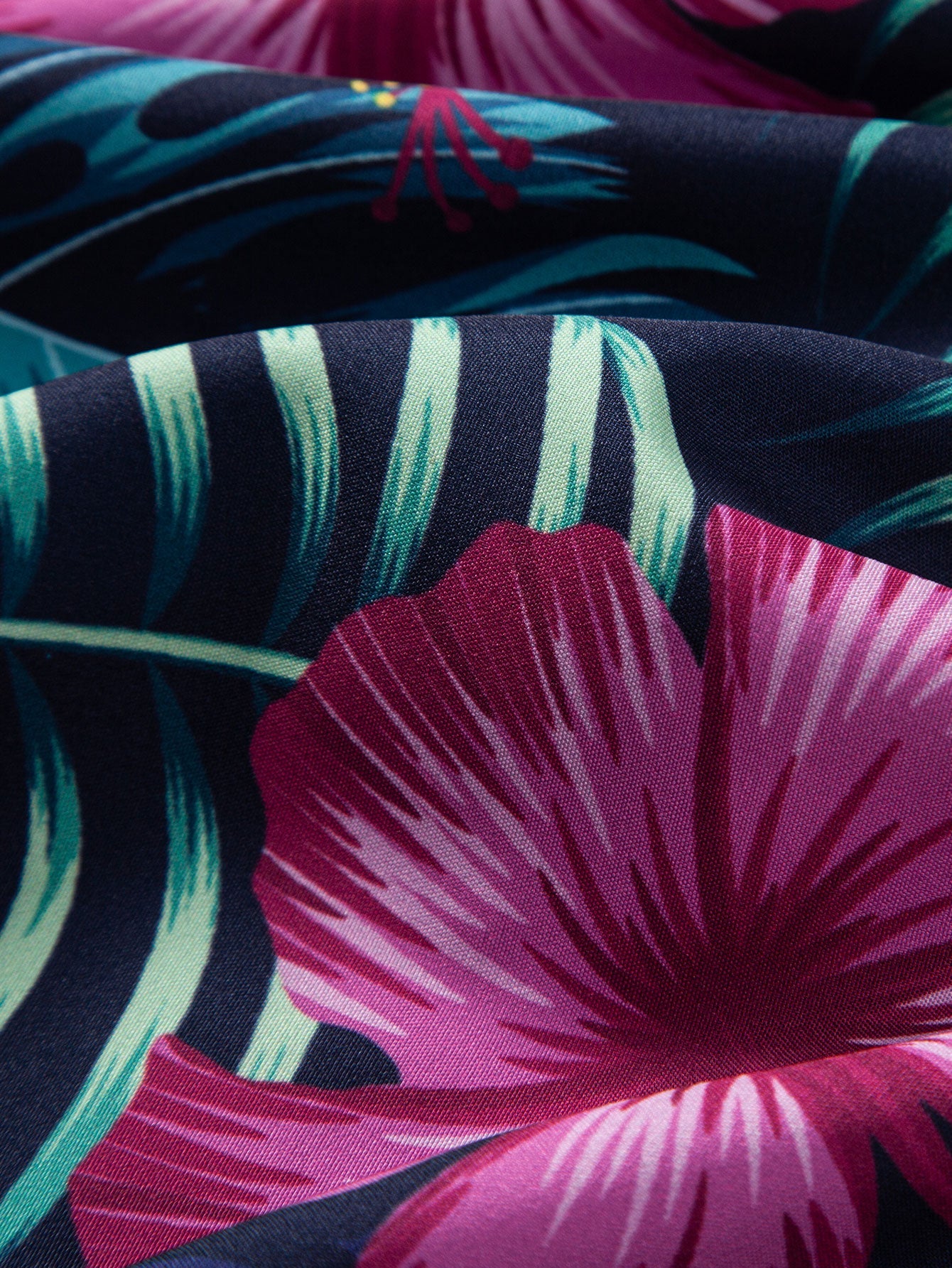 Mitchell® | Tropical Flowers Print Button Up Shirt & Drawstring Swim Shorts