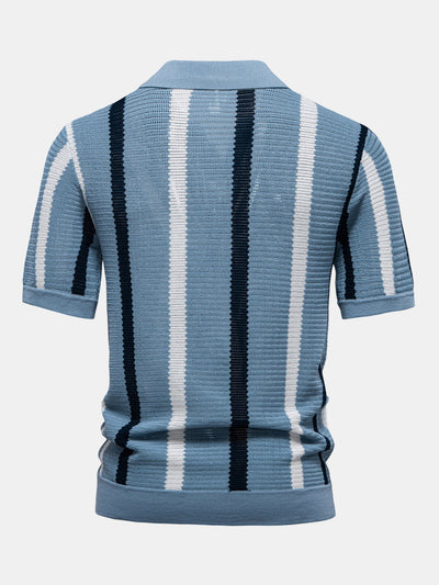 Jordan | Stripe Knit V Neck Polo Shirt