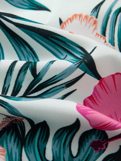 Lucas® | Tropical Flowers Print Button Up Shirt & Zip Pocket Swim Shorts