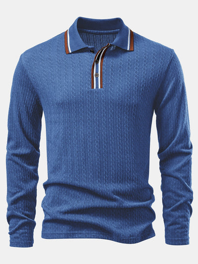 Jacob | Long Sleeve Twist Jacquard Polo Shirt