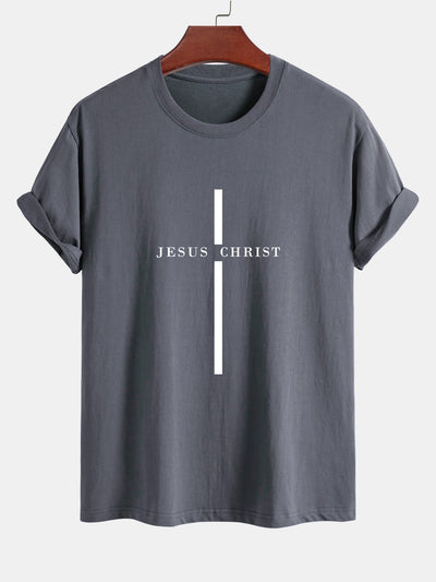 Odón® | Jesus Christ Stripe Print Cotton T-Shirt