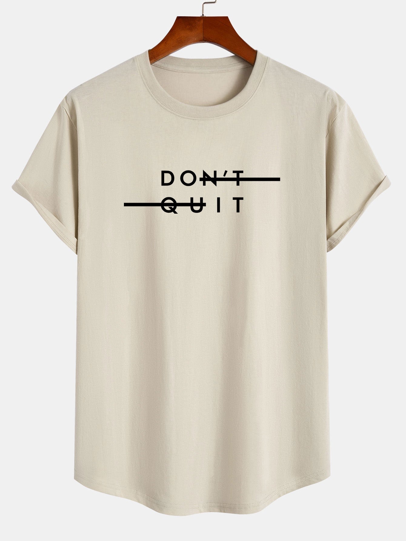 Nilo® | Don'T Quit Print Cotton Arc Hem T-Shirt