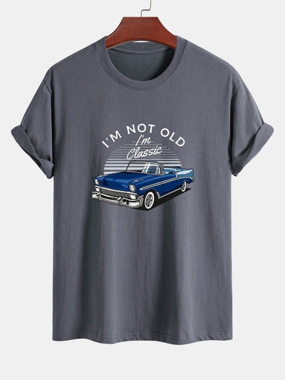 Mencio® | Car Slogan Print Cotton T-Shirt