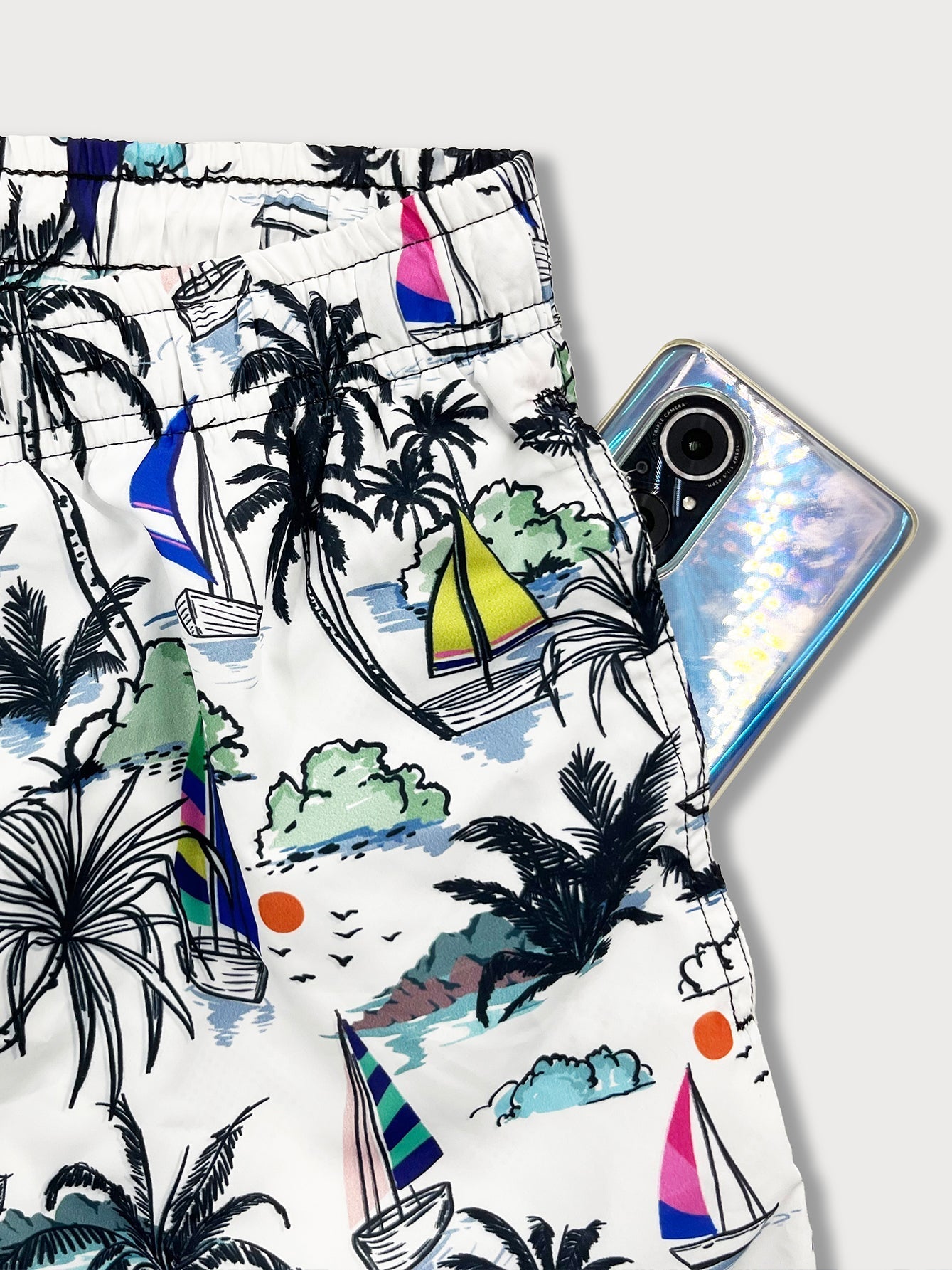 Bernardo® | Palm Tree Sailboat Print Swim Shorts