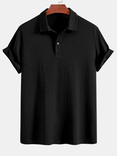 Sebastian | Textured Jacquard Knit Polo Shirt
