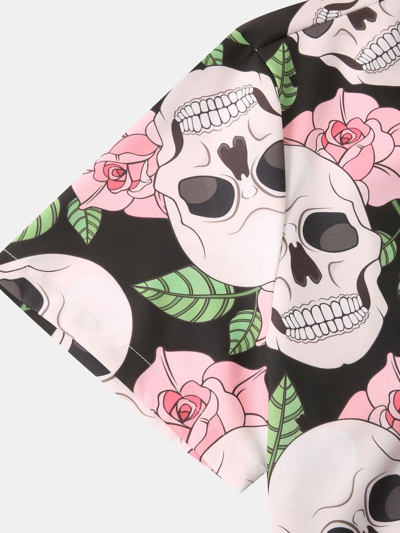 Alanis® | Skull Rose Print Button Up Shirt