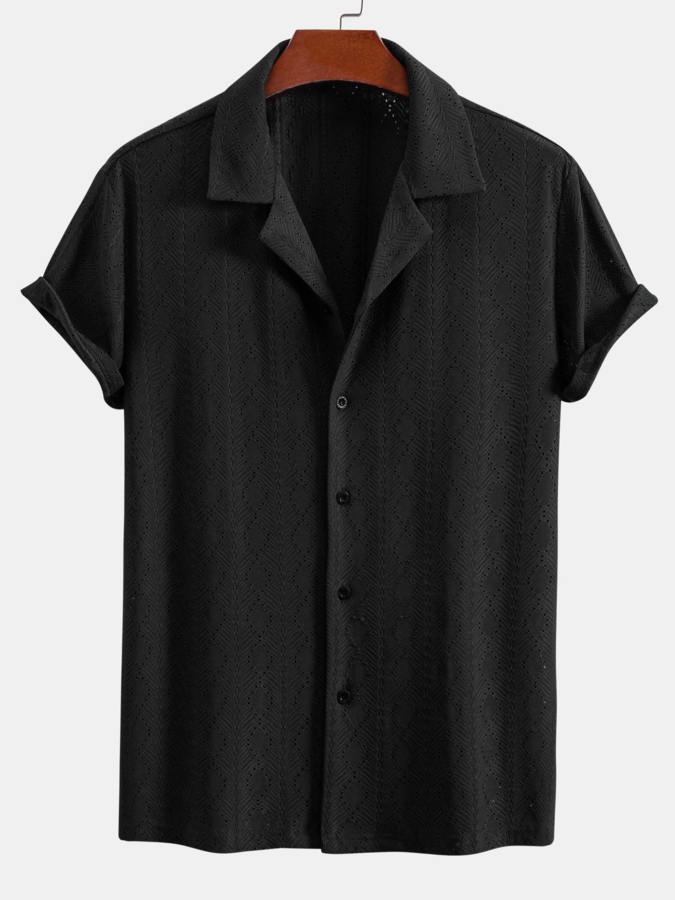 Macabeo® | Muscle Fit Diamond Texture Cuban Shirt