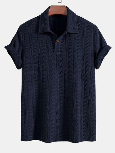 Ciro® | Short Sleeve Jacquard Polo & Straight Leg Ribbed Pants