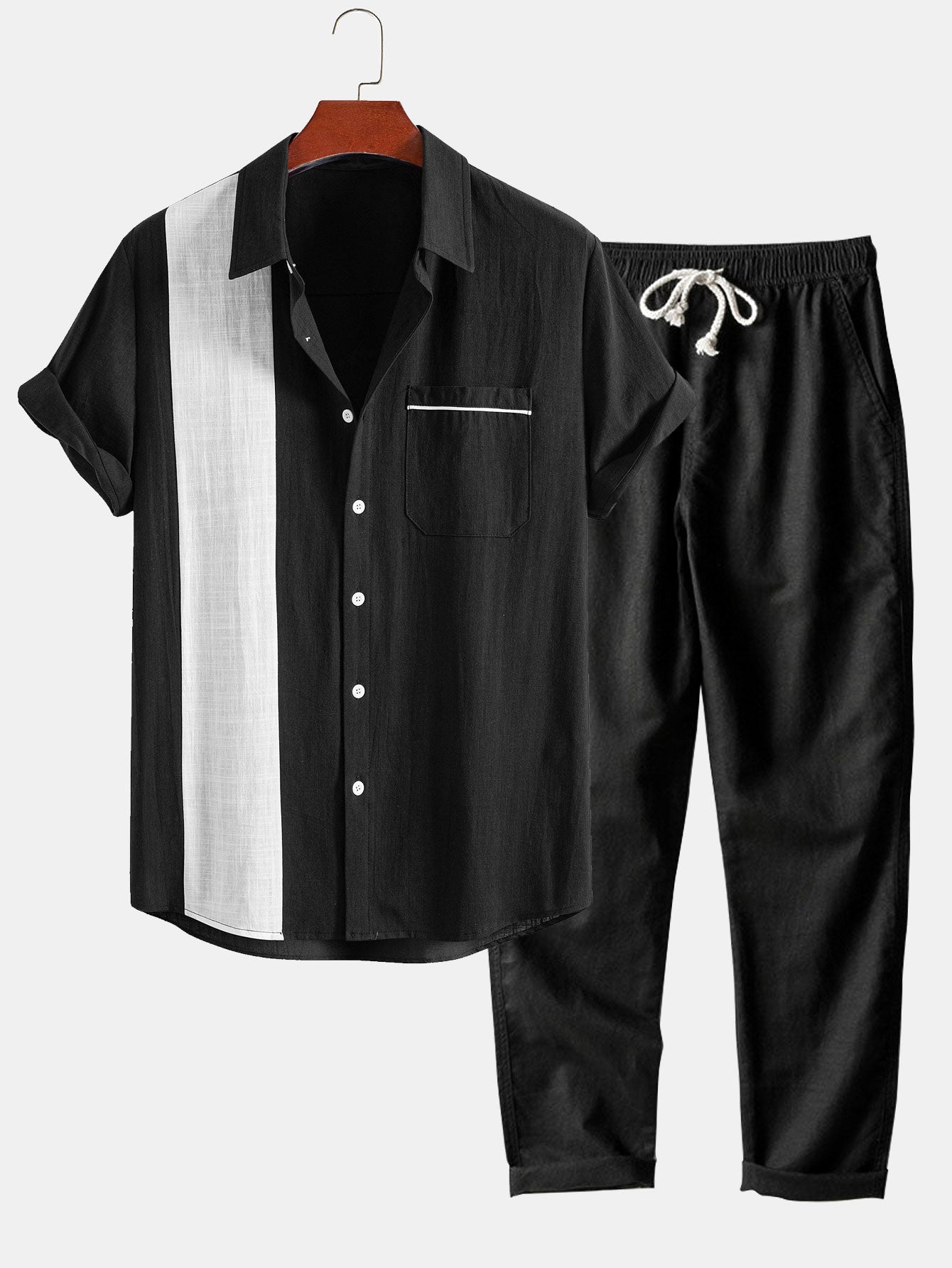 Jonás® | Linen Look Contrast Button Up Shirt & Straight Leg Linen Pants