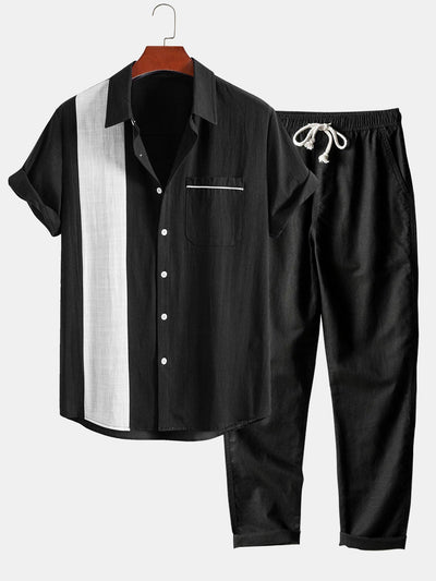 Jonás® | Linen Look Contrast Button Up Shirt & Straight Leg Linen Pants