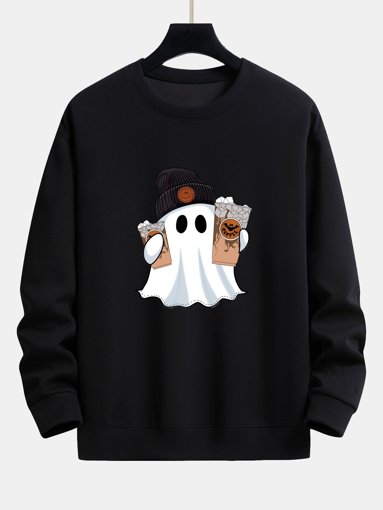 Calixto® | Halloween Ghost Coffee Print Relax Fit Sweatshirt