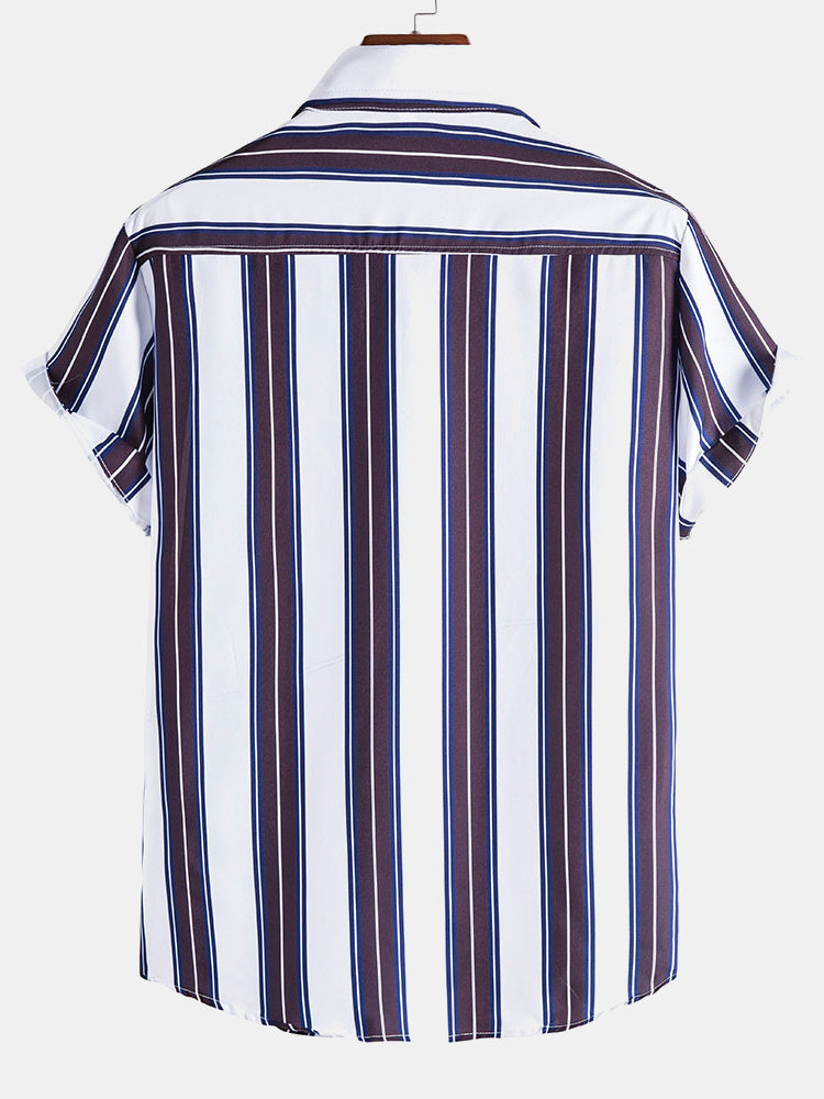 Andre® | Stripes Lapel Short Sleeve Shirts