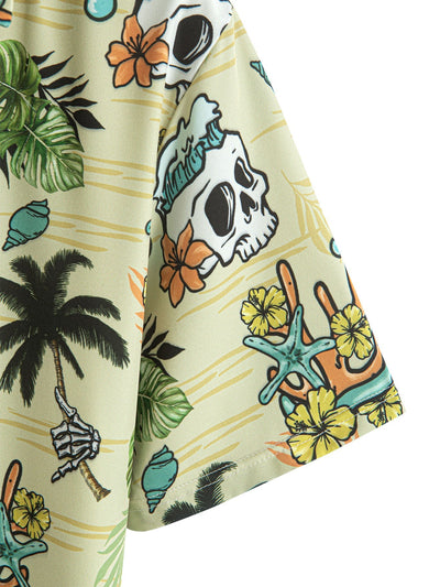 Isaías® | Tropical Wilderness Skull Print Button Up Shirt
