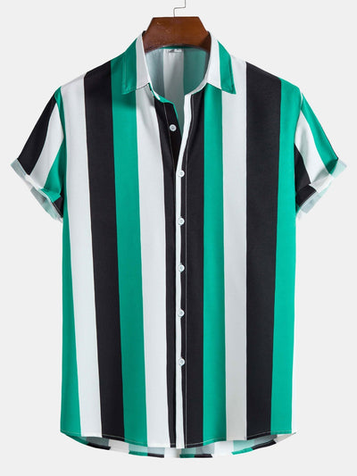 Aspen® | Wide Striped Print Button Up Shirt