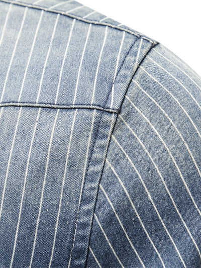 Desiderio® | Stripe Washed Denim Shirt With Pockets