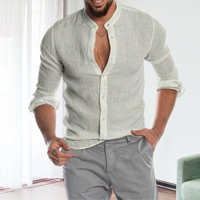 Julian® | Long-Sleeved, Loose Men'S Shirt With Stand-Up Collar Made Of Linen