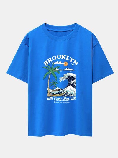 Alair® | Beach Waves Print Drop Shoulder Oversize T-Shirt