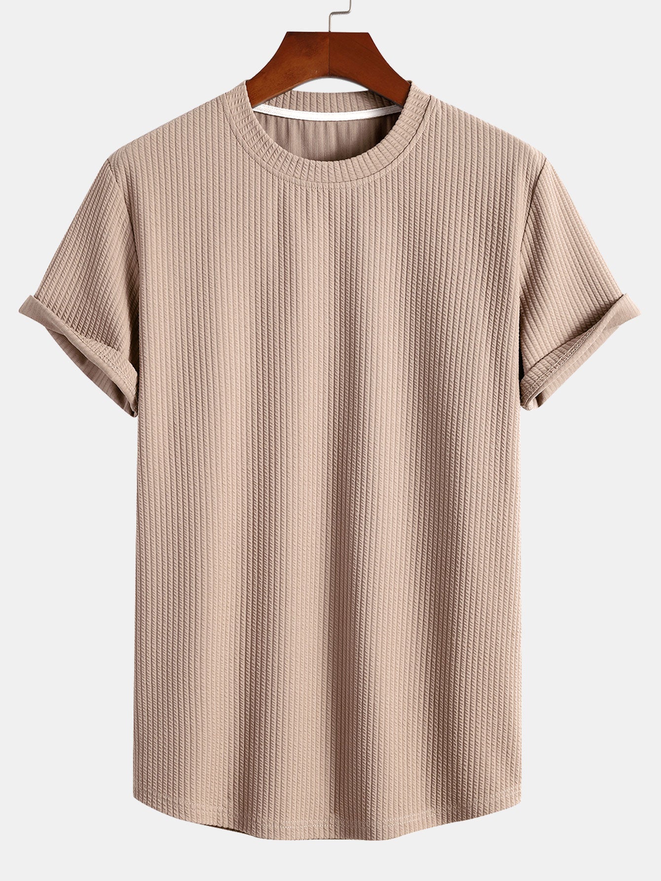 Adán® | Muscle Fit Ribbed Arc Hem T-Shirt