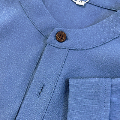 Men's Smmer Basic Stand Collar Textred Short Sleeve ShirtTAF