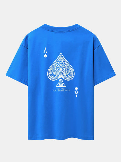 Ahab® | Ace Of Spades Print Drop Shoulder Oversize T-Shirt