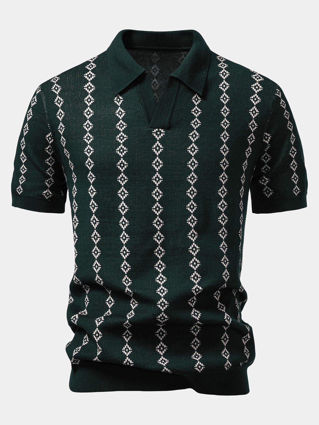 Joseph | Geometric Knit V Neck Polo Shirt