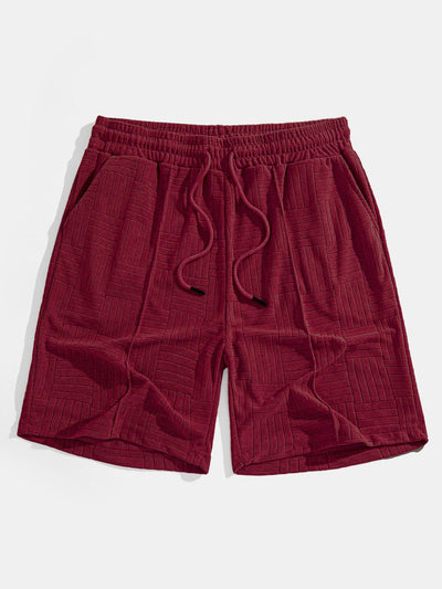 Edilberto® | Striped Towelling Texture Arc Hem T-Shirt & Shorts