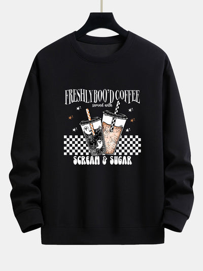 Bertrán® | Freshly Boo¡¯d Coffee Halloween Print Relax Fit Sweatshirt