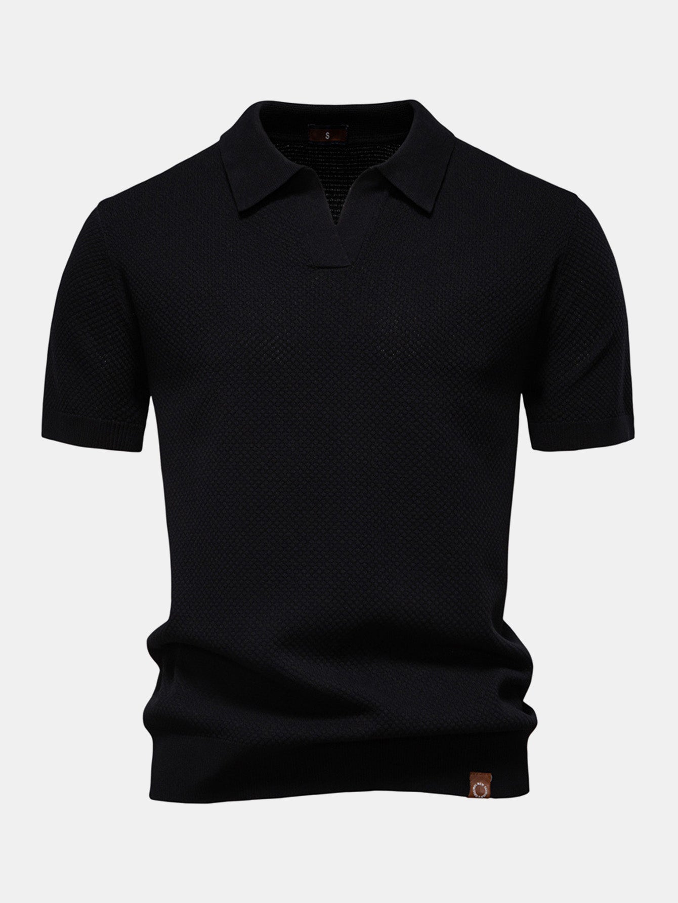 Elton® | Pineapple Texture Knit V Neck Polo