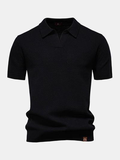 Lincoln | Pineapple Texture Knit V Neck Polo