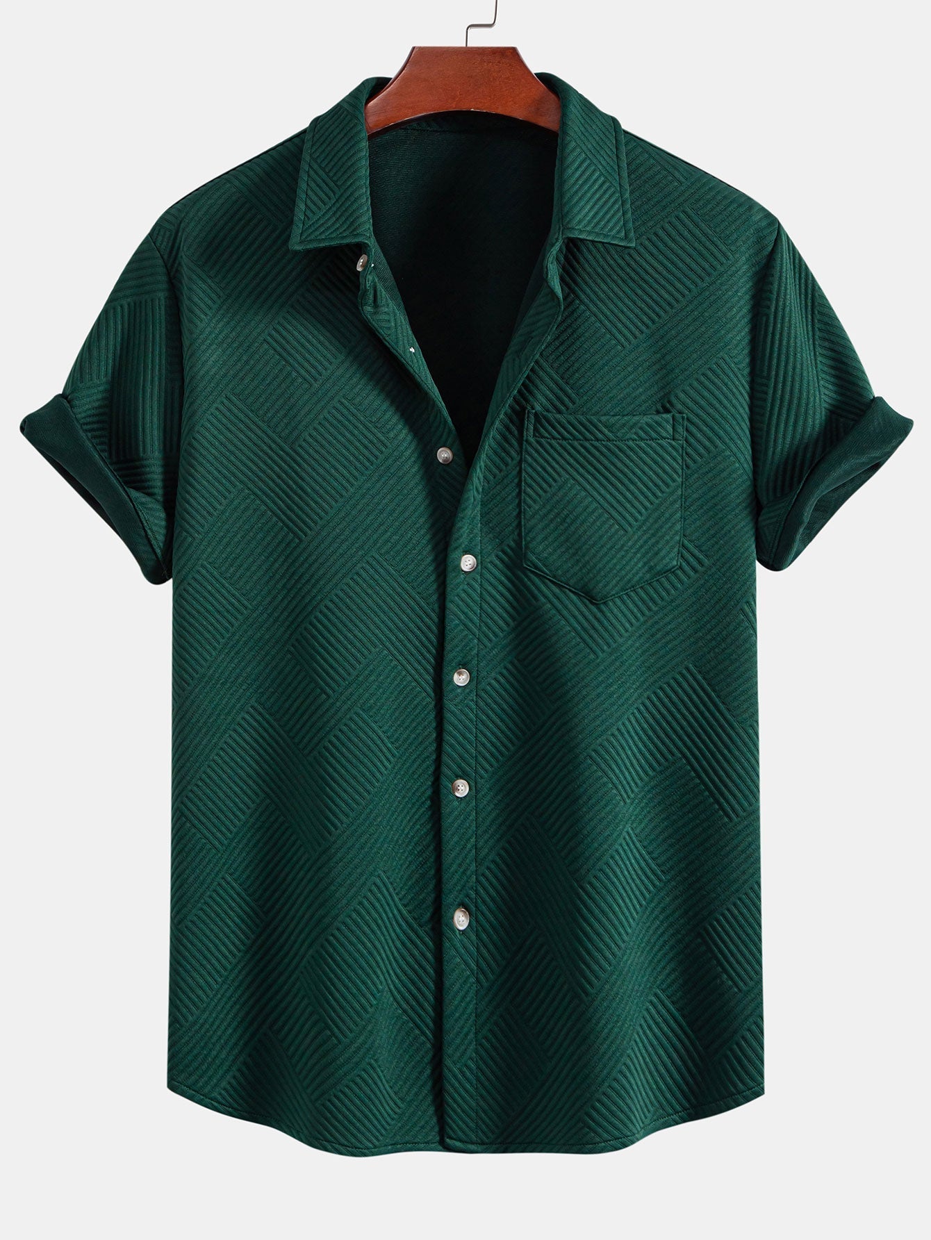 Amias® | Stripe Jacquard Button Up Shirt