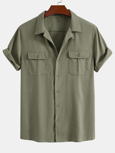 Eloy® | Linen Cuban Shirt With Pockets & Linen Drawstring Shorts