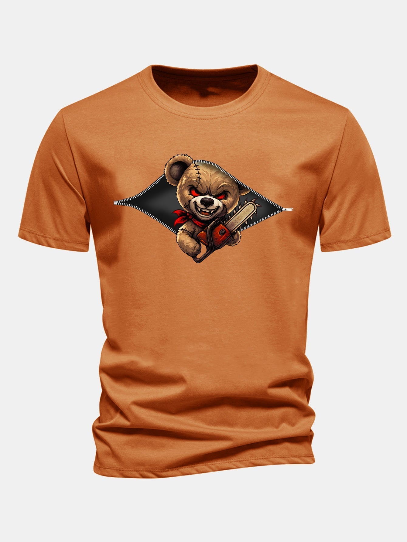 Jabes® | Regular Fit Halloween Zipper Evil Bear Print Cotton T-Shirt