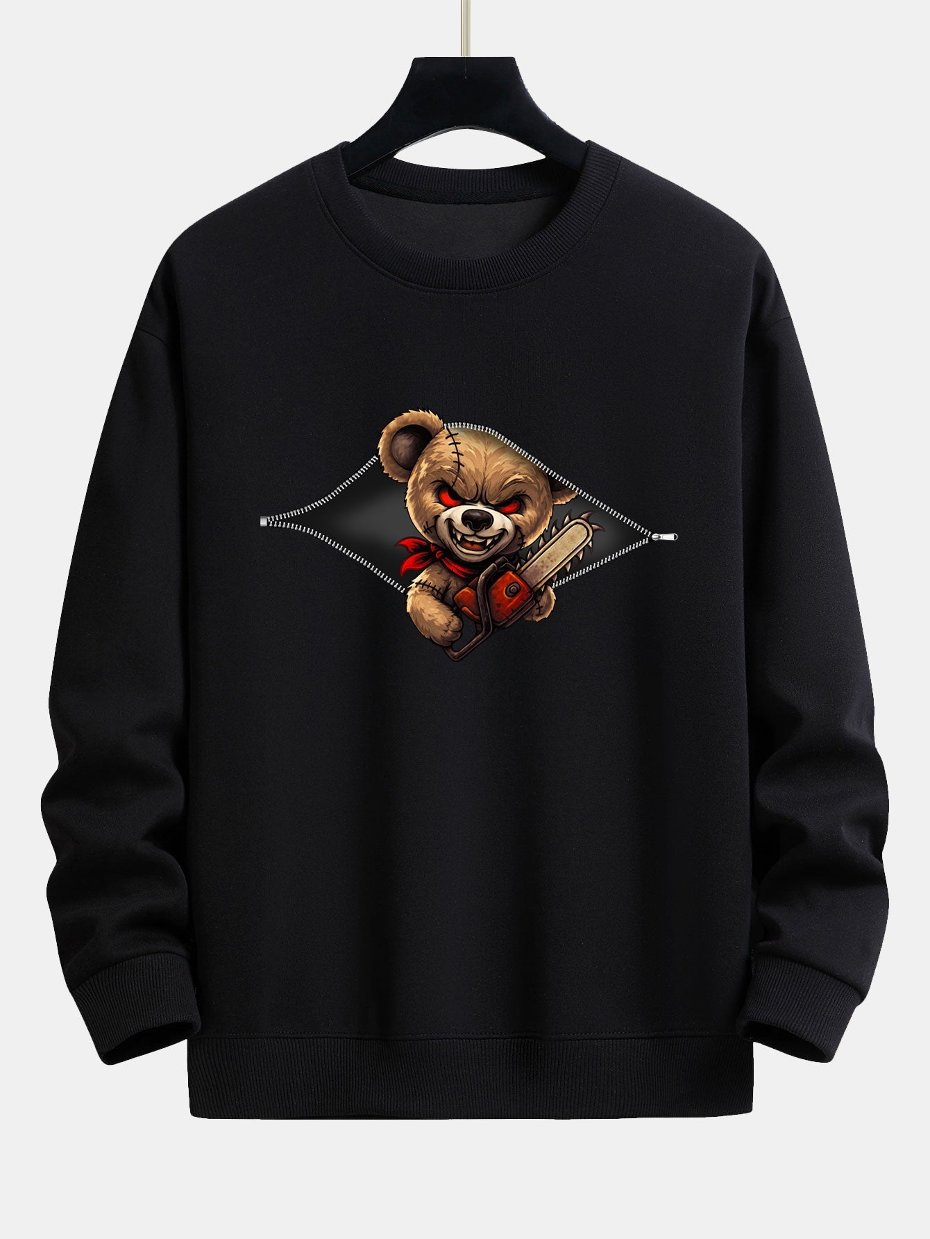 Jael® | Halloween Zipper Evil Bear Print Relax Fit Sweatshirt