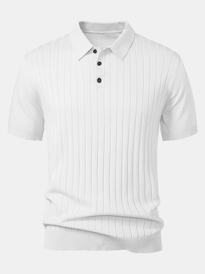 Landon | Stripe Knit Polo Shirt