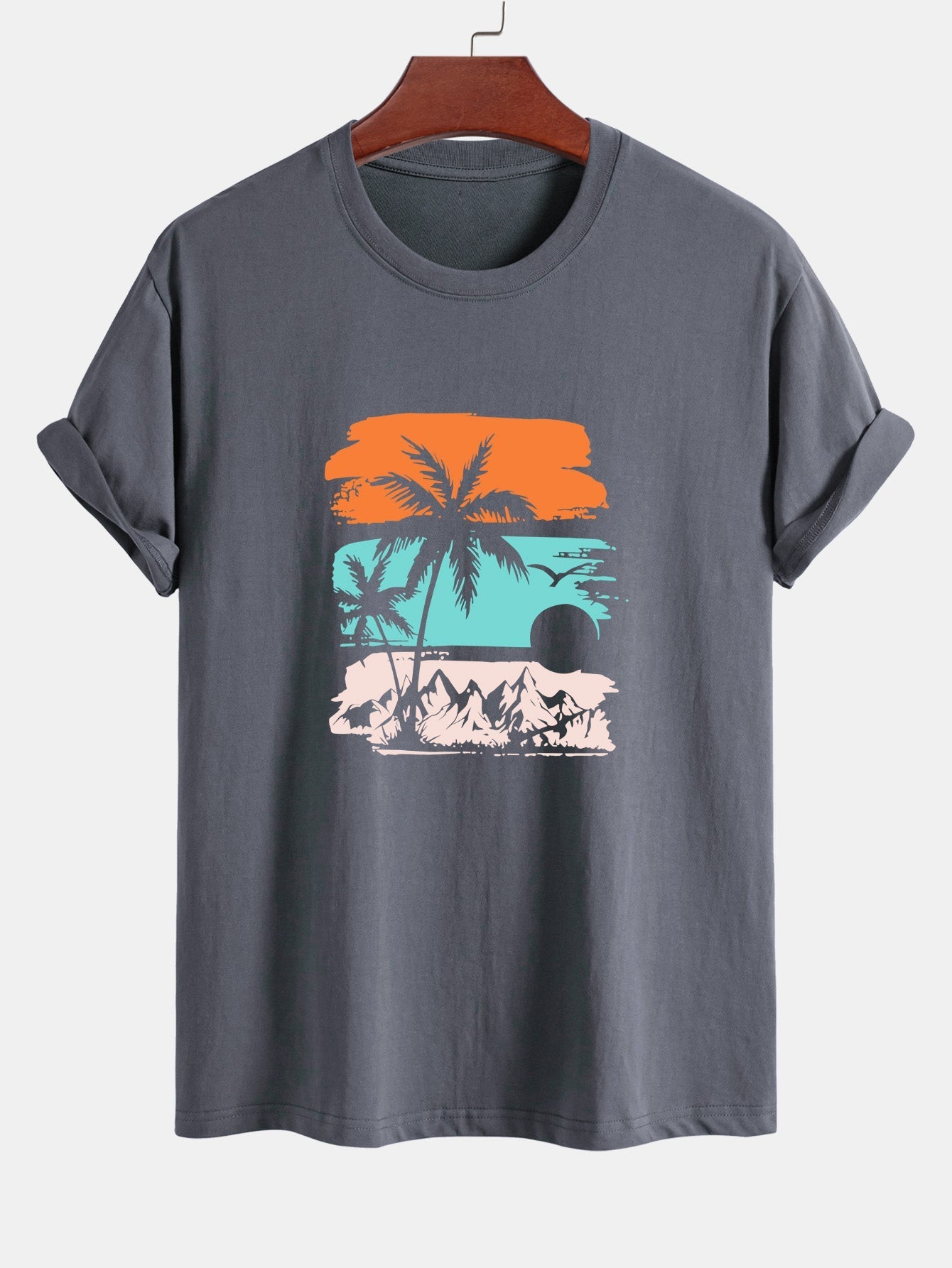 Camilo® | Palm Tree Silhouette Print Cotton T-Shirt
