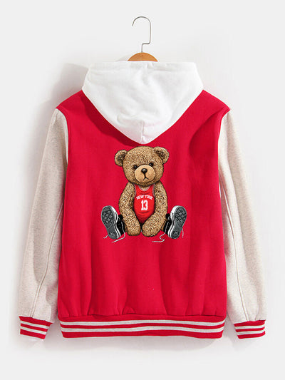 Jorge | New York Bear Print Baseball Jacket