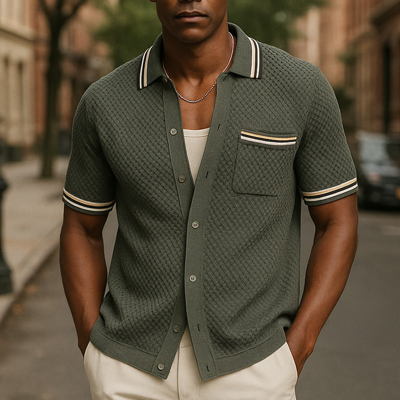 Steven | Men'S Summer Breathable Textured Fabric Short-Sleeved Sports Shirt