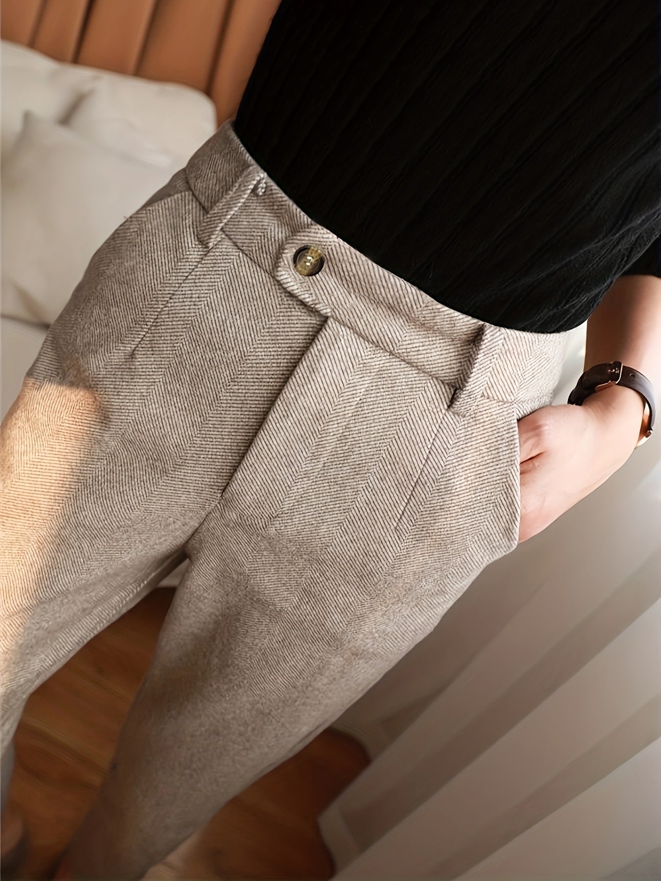 Jedediah® | Fitted Herringbone Pants