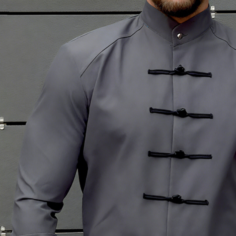 Derek | Men'S Retro Casual Solid Color Stand Collar Long Sleeve Shirt