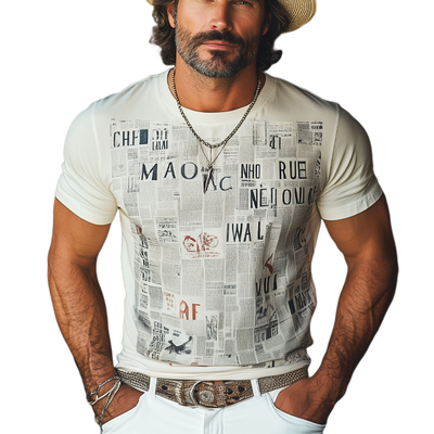 Erik | Men'S Summer Fashion Newspaper Printed Round Neck Short Sleeve T-Shirt