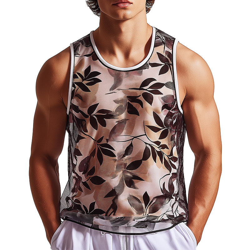 Milo | Men'S Summer Fashion Organza Printed Cotton Lined Tank Top