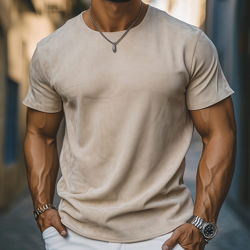 Esteban | Men'S Spring And Summer Casual Thin Suede Round Neck Short Sleeve T-Shirt